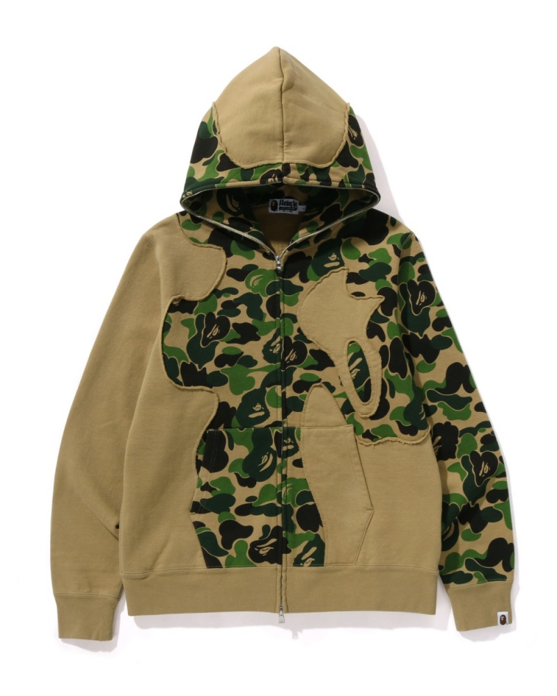 Sweat a Capuche Bape Abc Camo Patchwork Full Zip Vert Homme | HIW-77740406