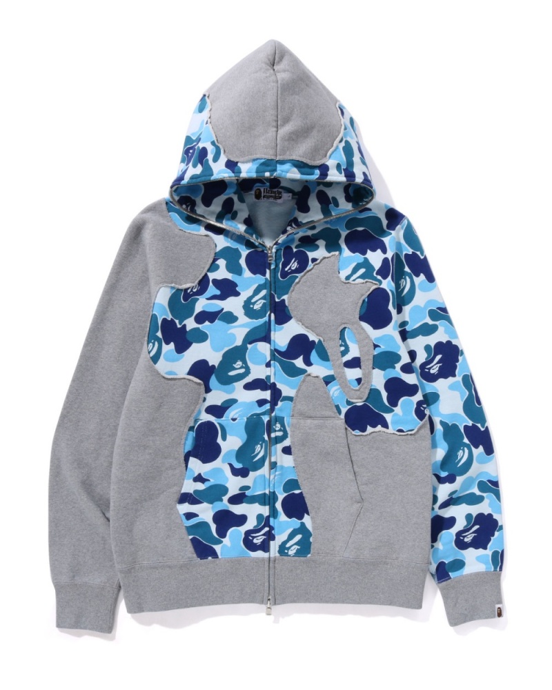 Sweat a Capuche Bape Abc Camo Patchwork Full Zip Bleu Homme | PXL-59933561