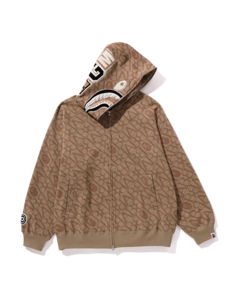 Sweat a Capuche Bape Sport Monogram Shark Beige Homme | IWN-81249112