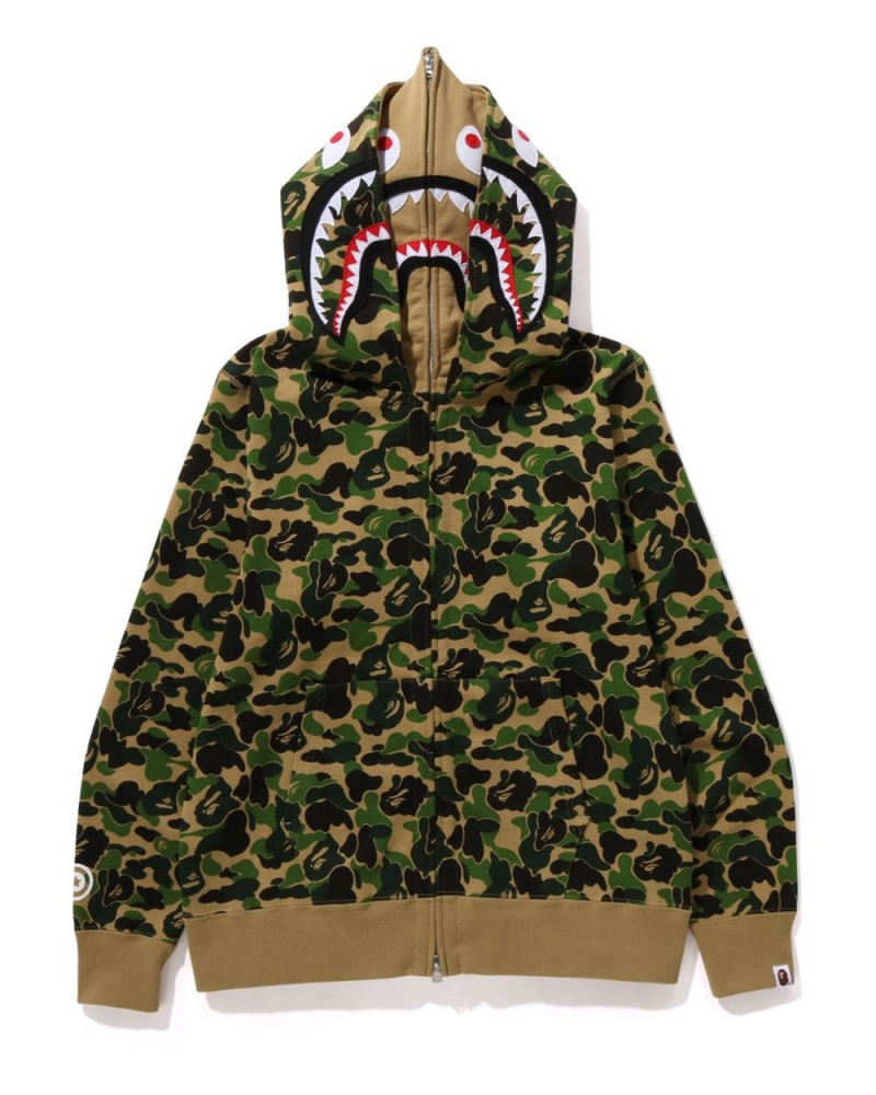 Sweat a Capuche Bape ABC Camo Double Shark Full Zip Vert Homme | GOF-75120003