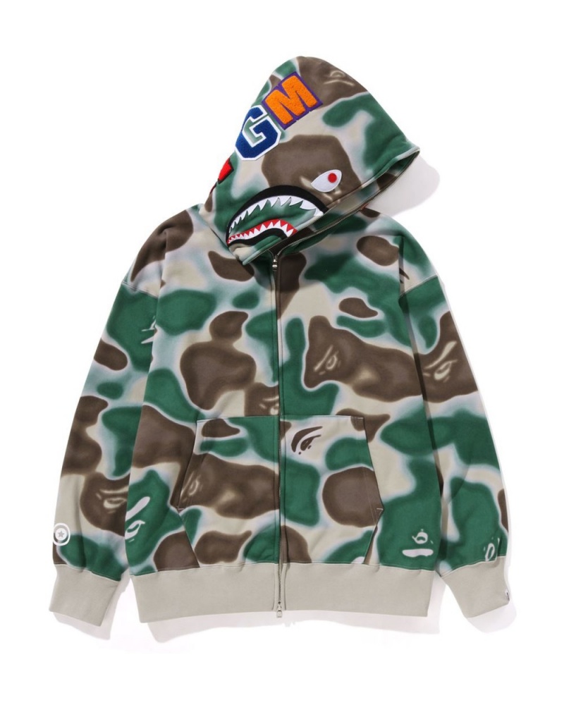 Sweat a Capuche Bape Liquid Camo Shark Full Zip Vert Homme | XQY-78517698