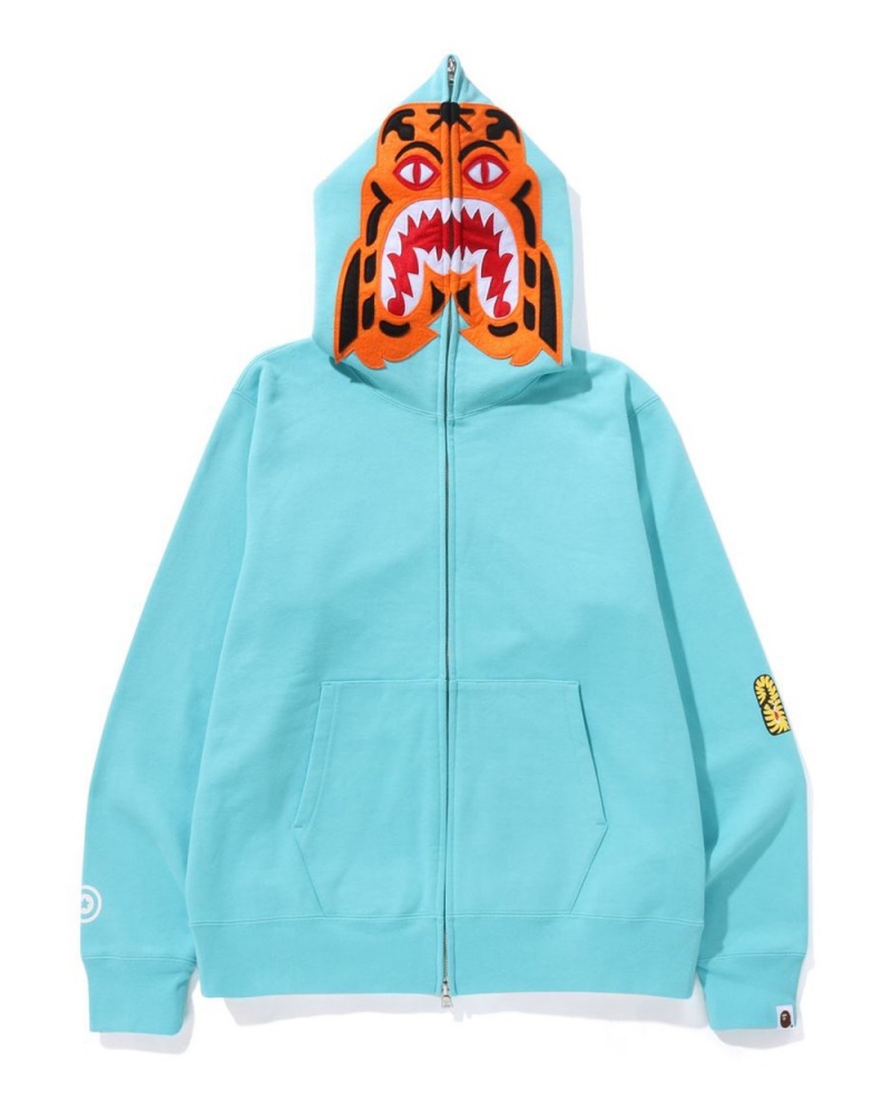 Sweat a Capuche Bape Tiger Full Zip Vert Clair Homme | XKE-87112167