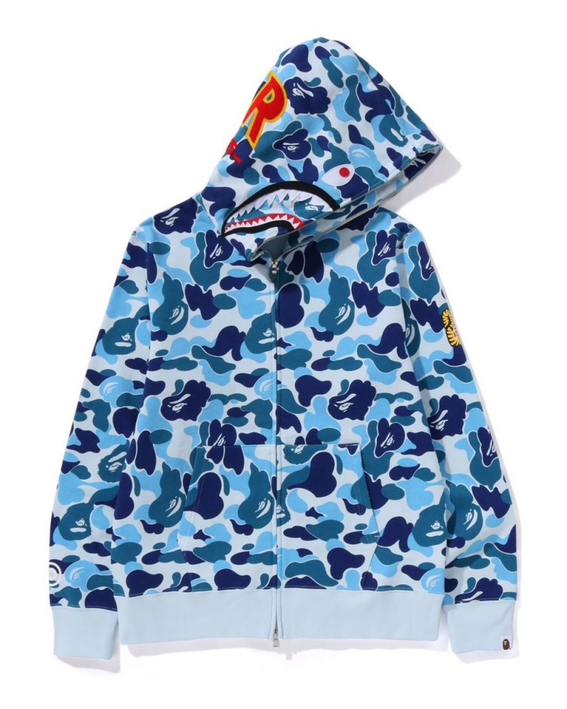 Sweat a Capuche Bape Abc Camo Shark Full Zip Bleu Homme | EHT-62321204