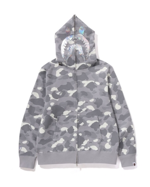 Sweat a Capuche Bape City Camo Shark Full Zip Grise Homme | MNX-74178631