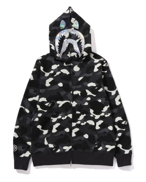 Sweat a Capuche Bape City Camo Shark Full Zip Noir Homme | HWY-39372404