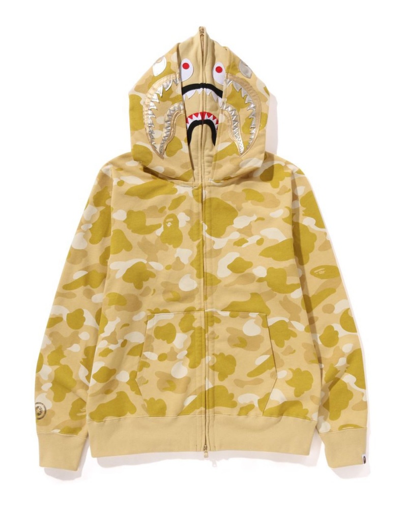 Sweat a Capuche Bape Color Camo Double Shark Full Zip Jaune Homme | KLC-65728144