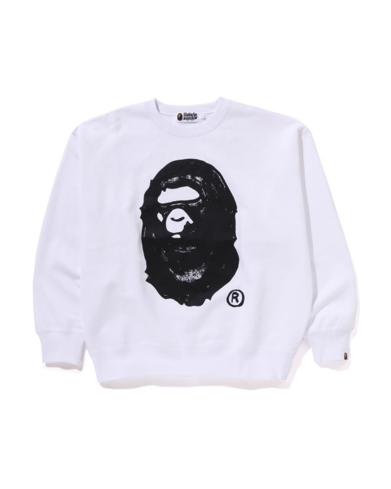 Sweats Bape X Joshua Vides Ape Head Crewneck Blanche Homme | JIC-08504883