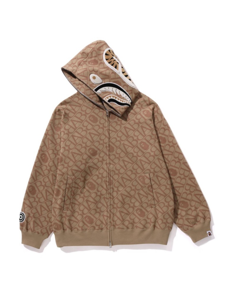 Sweat a Capuche Bape Sport Monogram Shark Beige Homme | IWN-81249112