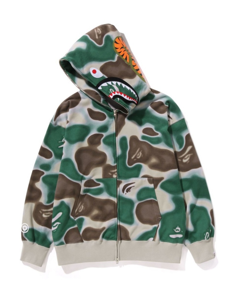 Sweat a Capuche Bape Liquid Camo Shark Full Zip Vert Homme | XQY-78517698