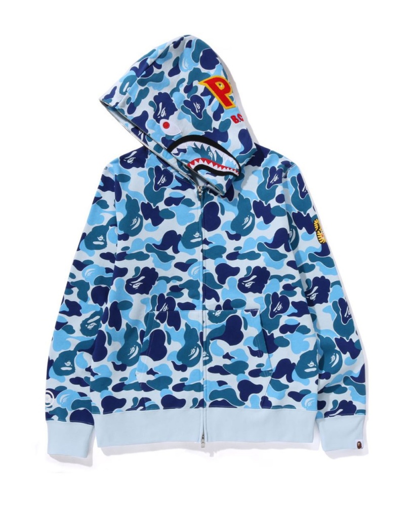 Sweat a Capuche Bape Abc Camo Shark Full Zip Bleu Homme | EHT-62321204