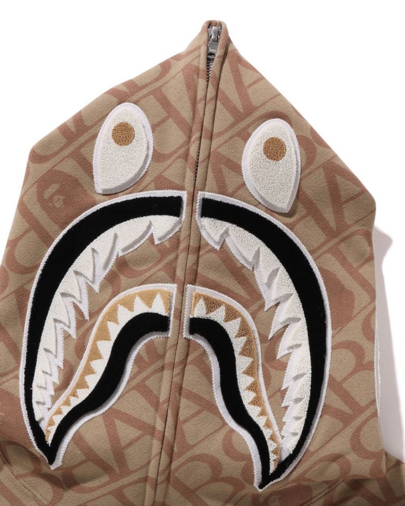 Sweat a Capuche Bape Sport Monogram Shark Beige Homme | IWN-81249112