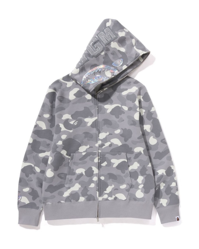 Sweat a Capuche Bape City Camo Shark Full Zip Grise Homme | MNX-74178631