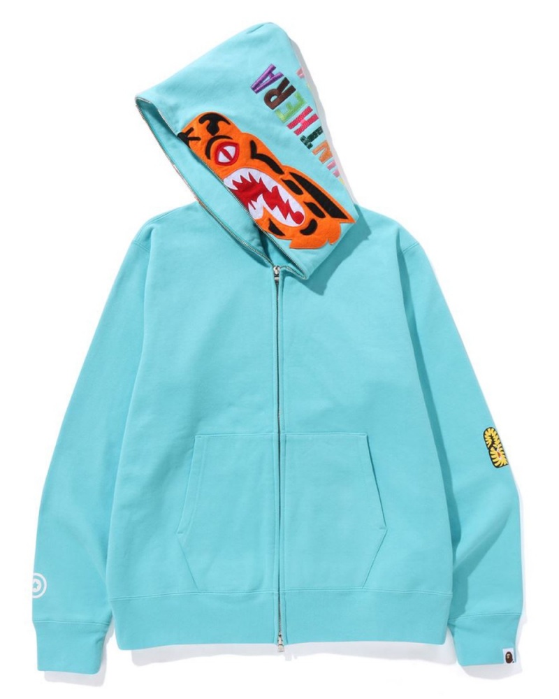 Sweat a Capuche Bape Tiger Full Zip Vert Clair Homme | XKE-87112167