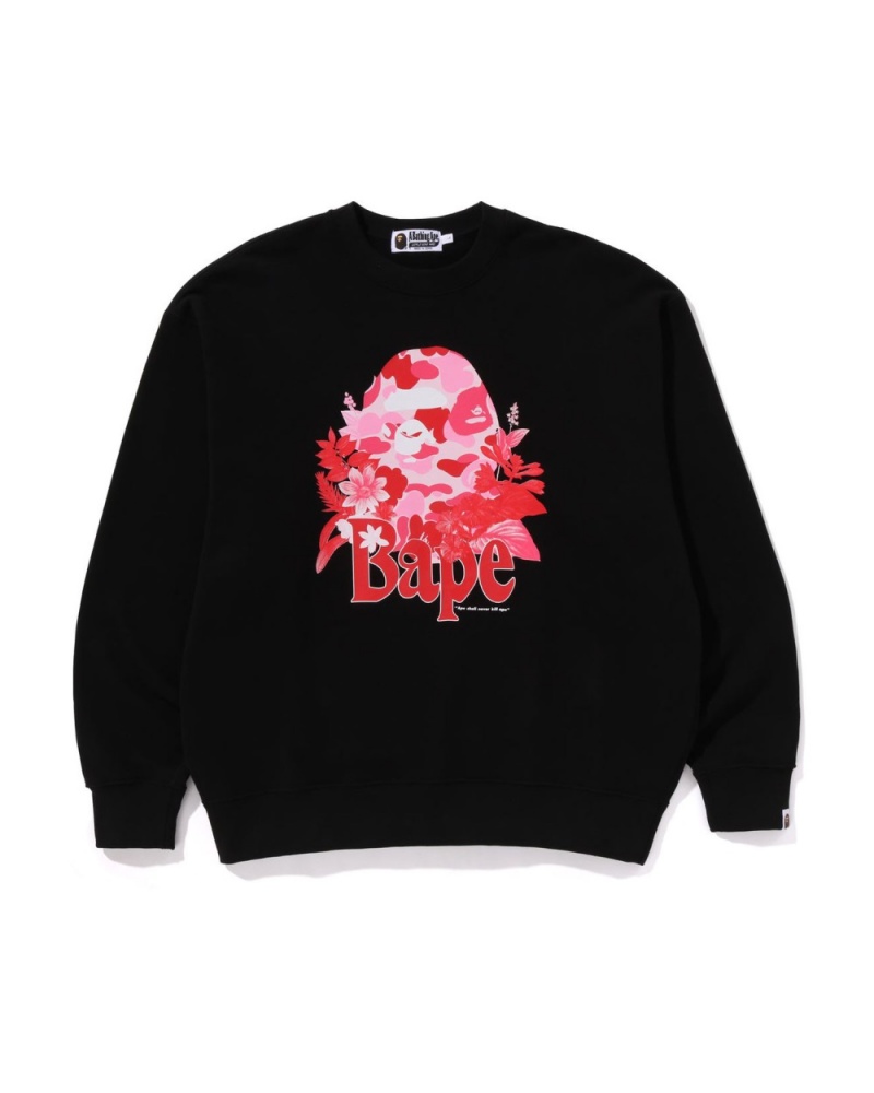 Sweats Bape Flora Ape Head Crewneck Noir Homme | QRT-52359122