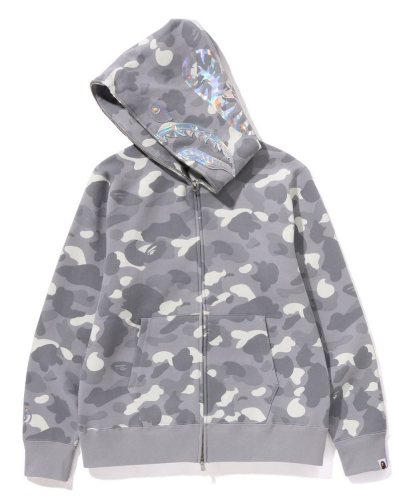 Sweat a Capuche Bape City Camo Shark Full Zip Grise Homme | MNX-74178631