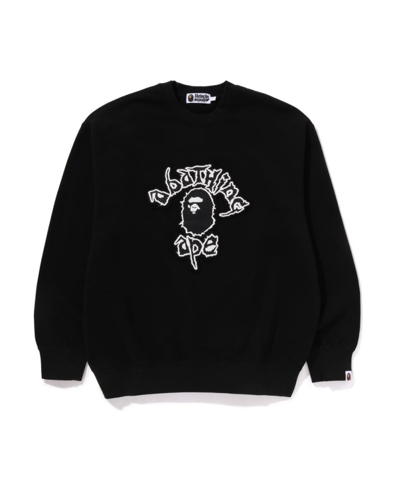 Sweats Bape Mad Ape College Heavy Washed Crewneck Noir Homme | AAS-58955638