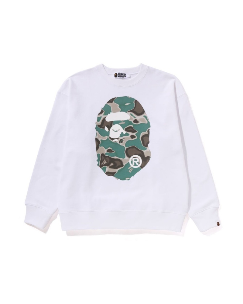 Sweats Bape Liquid Camo Ape Head Crewneck Sweat Blanche Homme | XAV-24873696