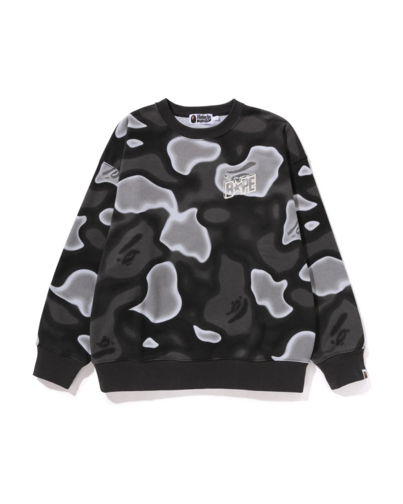 Sweats Bape Liquid Camo STA Crewneck Sweat Noir Homme | ARK-18424134