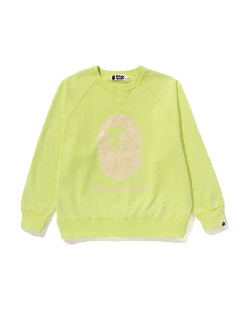 Sweats Bape A Bathing Ape Overdye Relaxed Fit Crewneck Jaune Homme | KRG-61891265