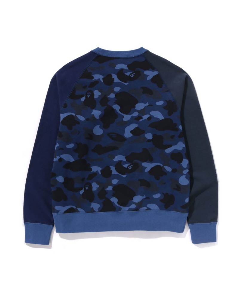 Sweats Bape Color Camo College Crewneck Bleu Marine Bleu Homme | JPQ-17967548