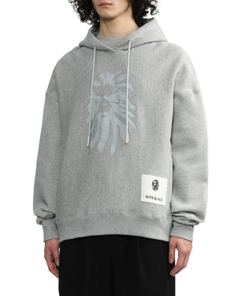 Sweat a Capuche Bape Logo Grise Homme | ZWB-77826144