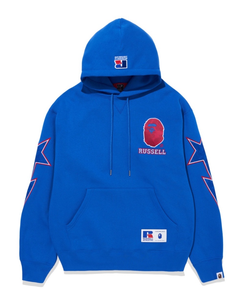 Sweat a Capuche Bape X Russell Pullover Bleu Royal Bleu Homme | QYM-31180112