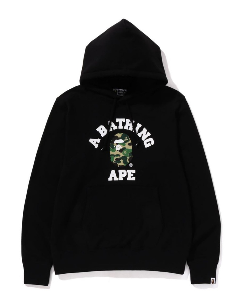 Sweat a Capuche Bape Abc Camo College Organic Coton Pullover Noir Homme | YGU-19027630