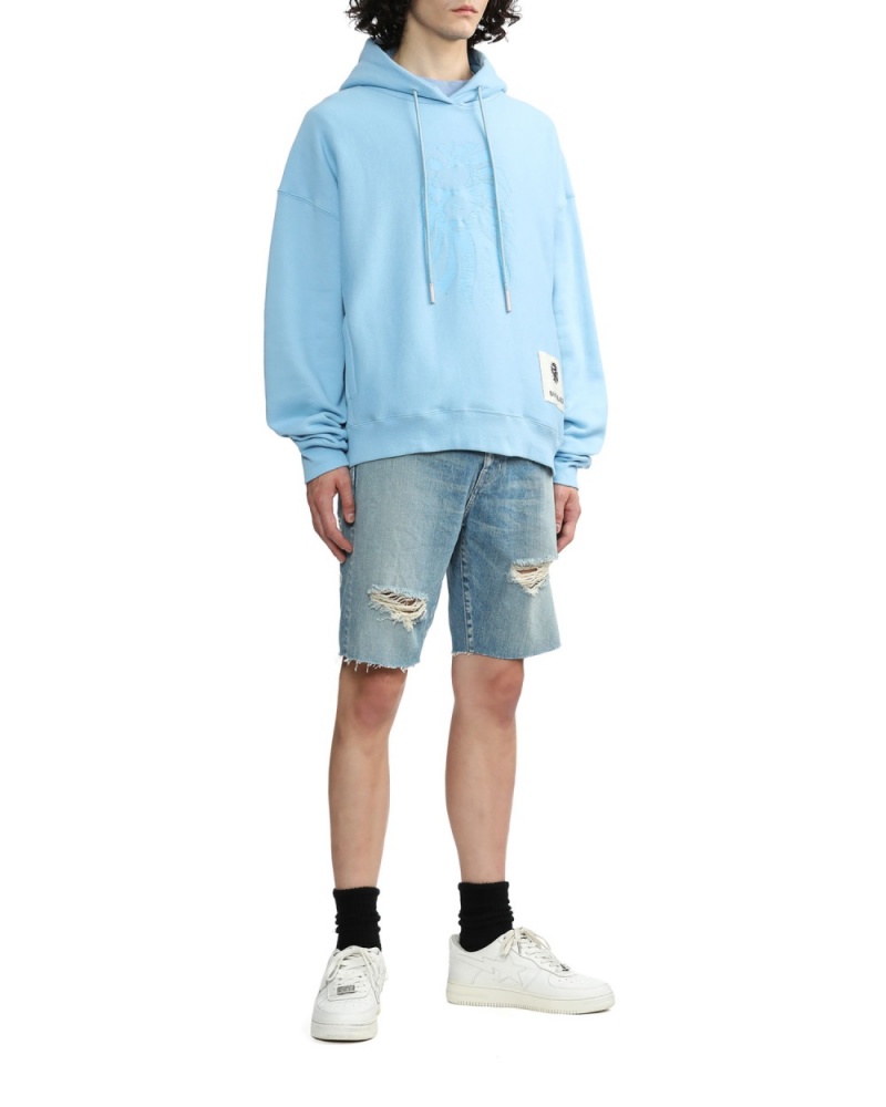 Sweat a Capuche Bape Logo Bleu Homme | HZB-40289526