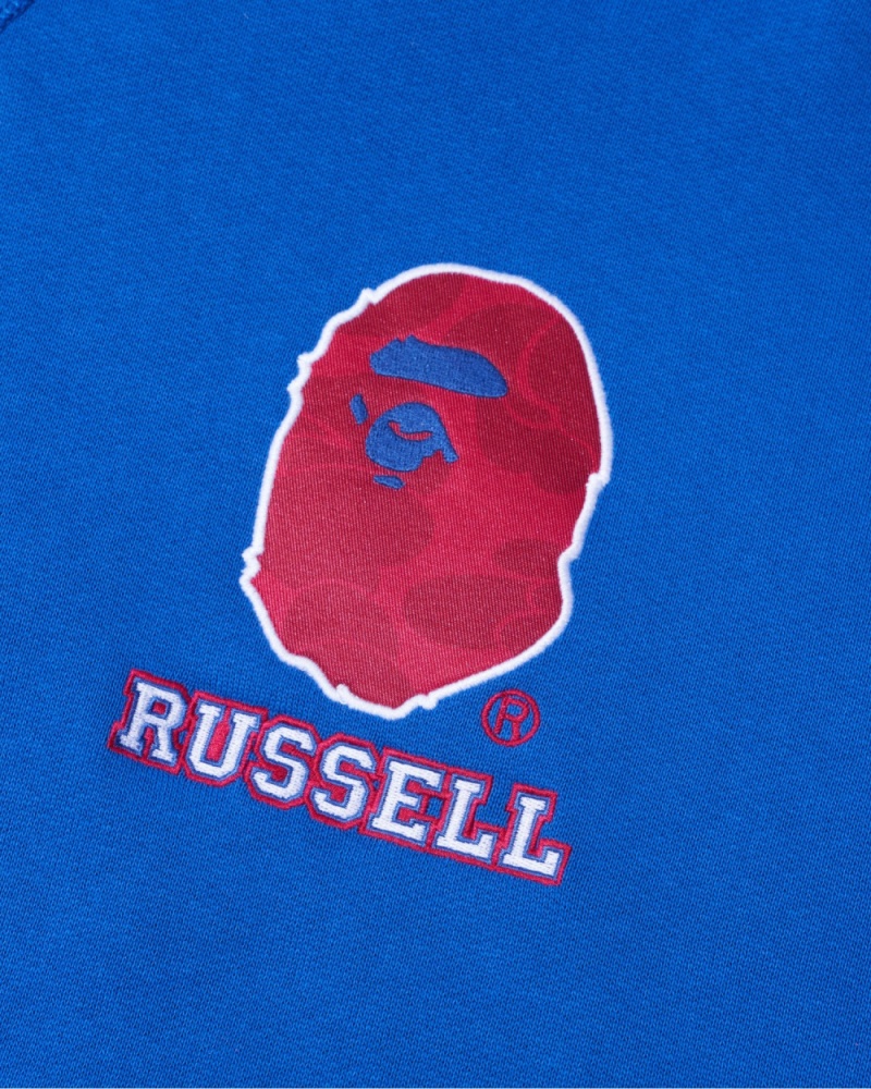 Sweat a Capuche Bape X Russell Pullover Bleu Royal Bleu Homme | QYM-31180112