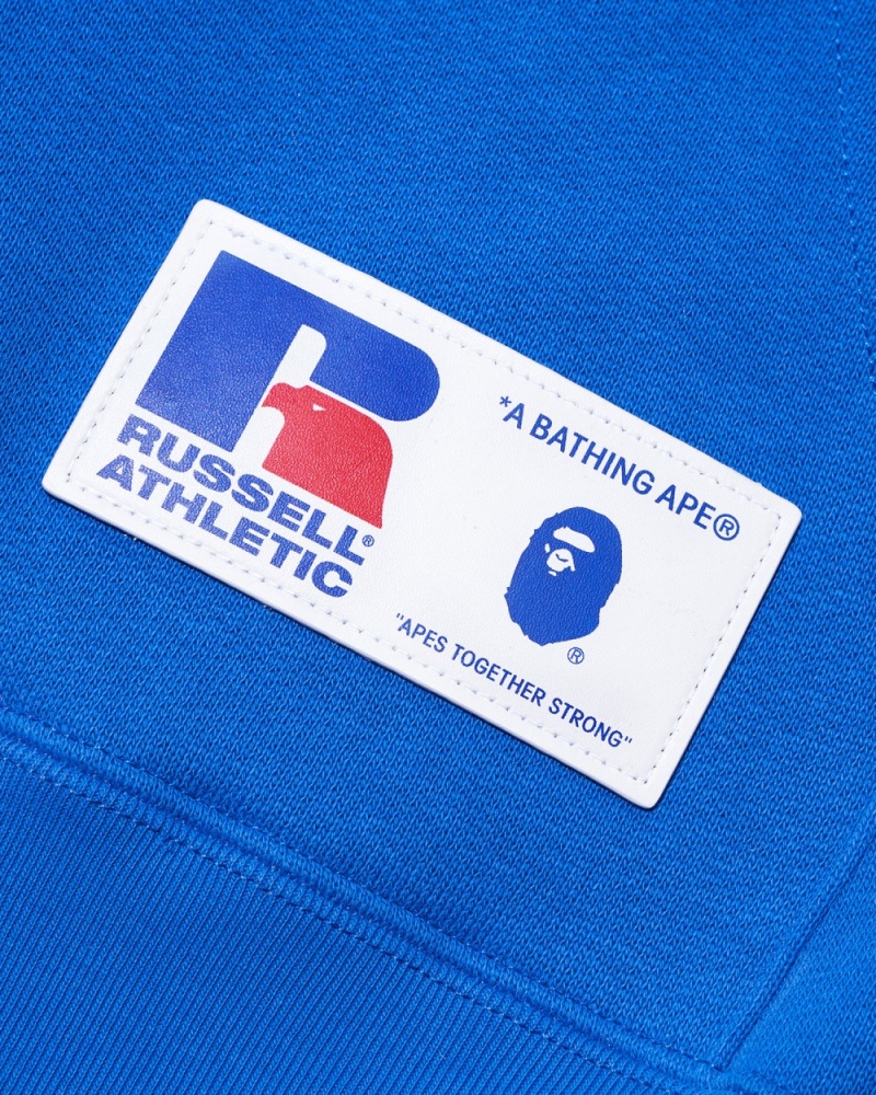 Sweat a Capuche Bape X Russell Pullover Bleu Royal Bleu Homme | QYM-31180112