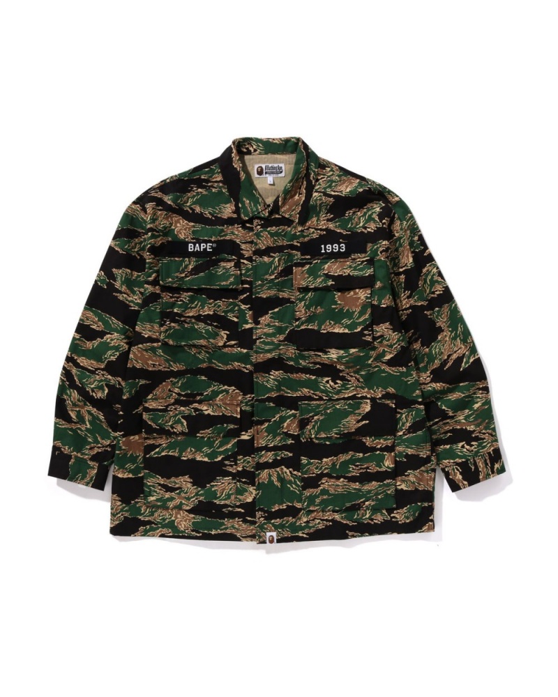 Chemises Bape Tiger Camo Military Vert Homme | HMT-09725694