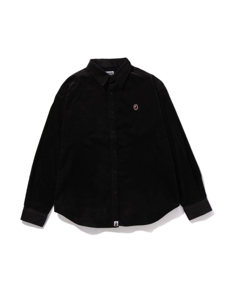 Chemises Bape Ape Head One Point Corduroy Noir Homme | EZG-41935459