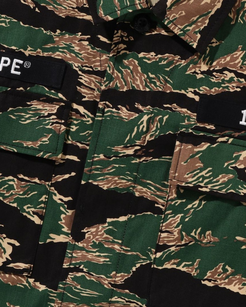 Chemises Bape Tiger Camo Military Vert Homme | HMT-09725694