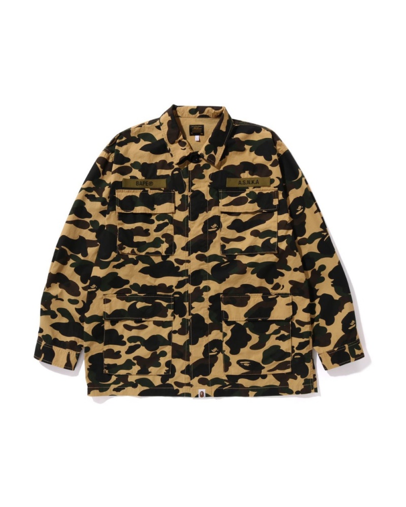 Chemises Bape 1st Camo Military Jaune Homme | DBV-56101645