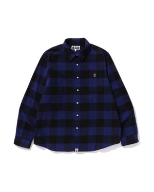 Chemises Bape College Block Check Relaxed Fit Bleu Marine Bleu Homme | YTP-88835154