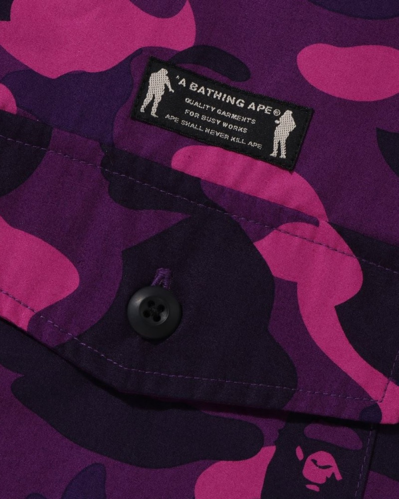 Chemises Bape Color Camo CPO Violette Homme | XZR-43603786