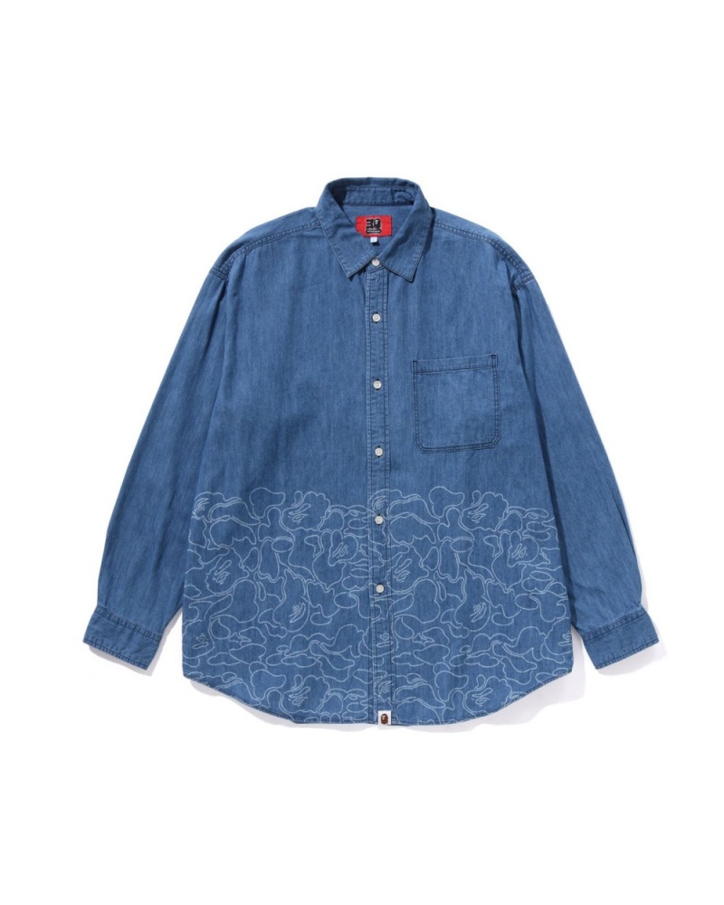 Chemises Bape 30th Anniv. Denim Bleu Homme | UPD-68579877