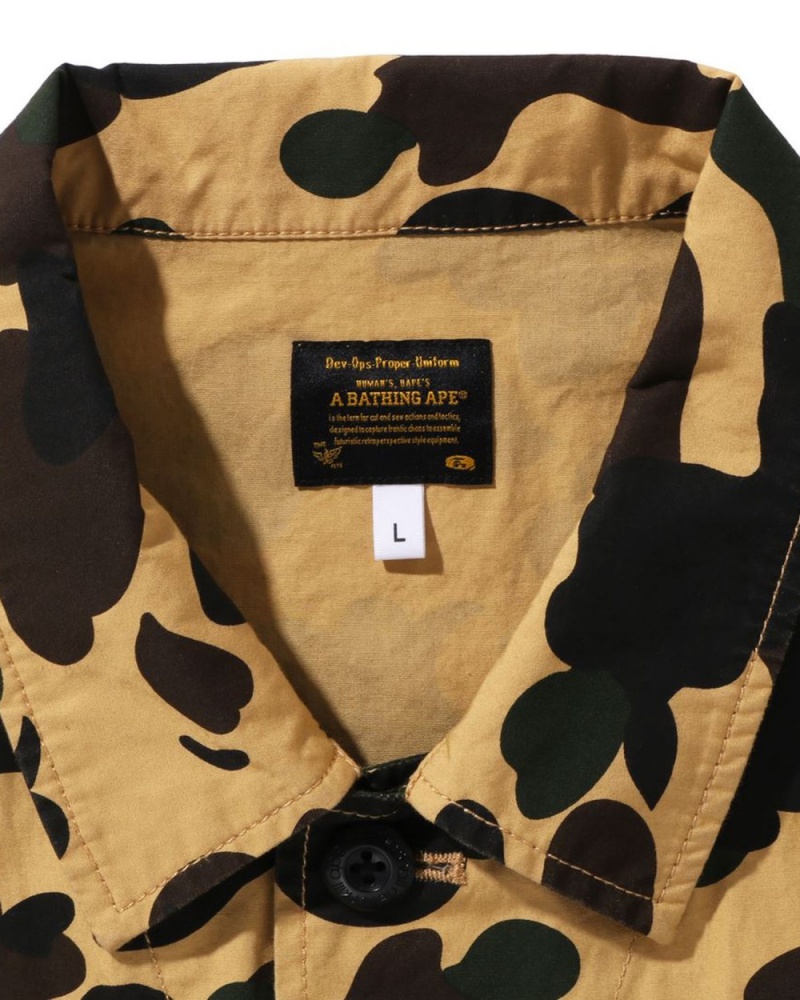 Chemises Bape 1st Camo Military Jaune Homme | DBV-56101645