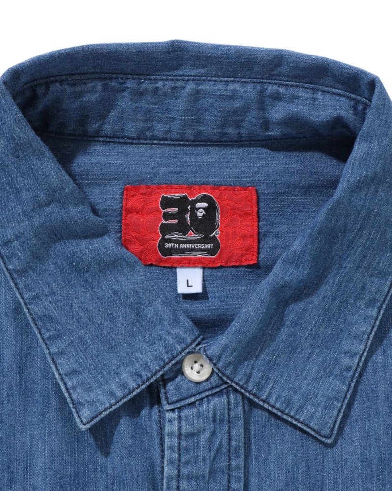 Chemises Bape 30th Anniv. Denim Bleu Homme | UPD-68579877