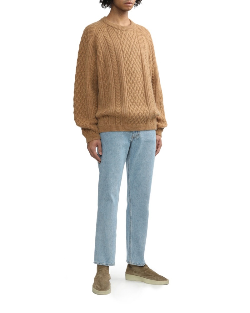 Chandails Bape Cable knit Beige Homme | FYW-79040702