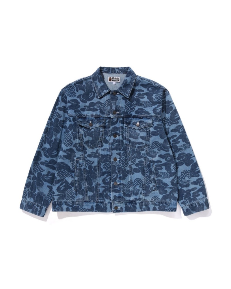 Vestes Bape Asia Camo Denim Bleu Marine Bleu Homme | DNE-51900363