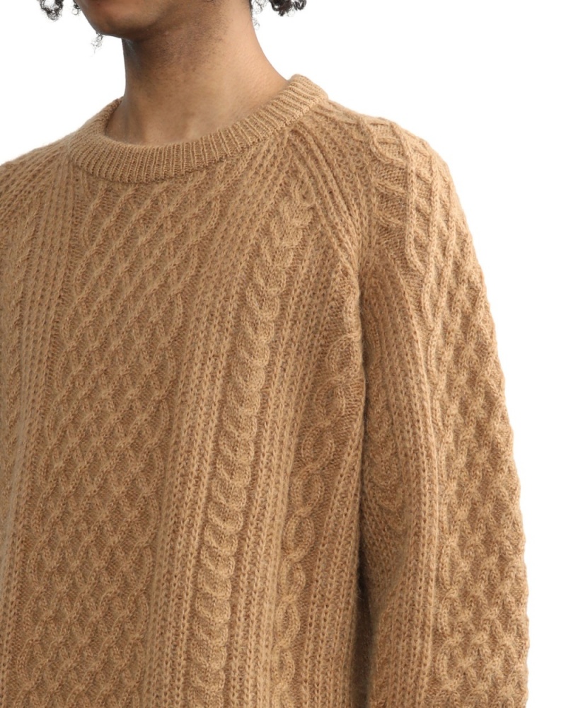 Chandails Bape Cable knit Beige Homme | FYW-79040702