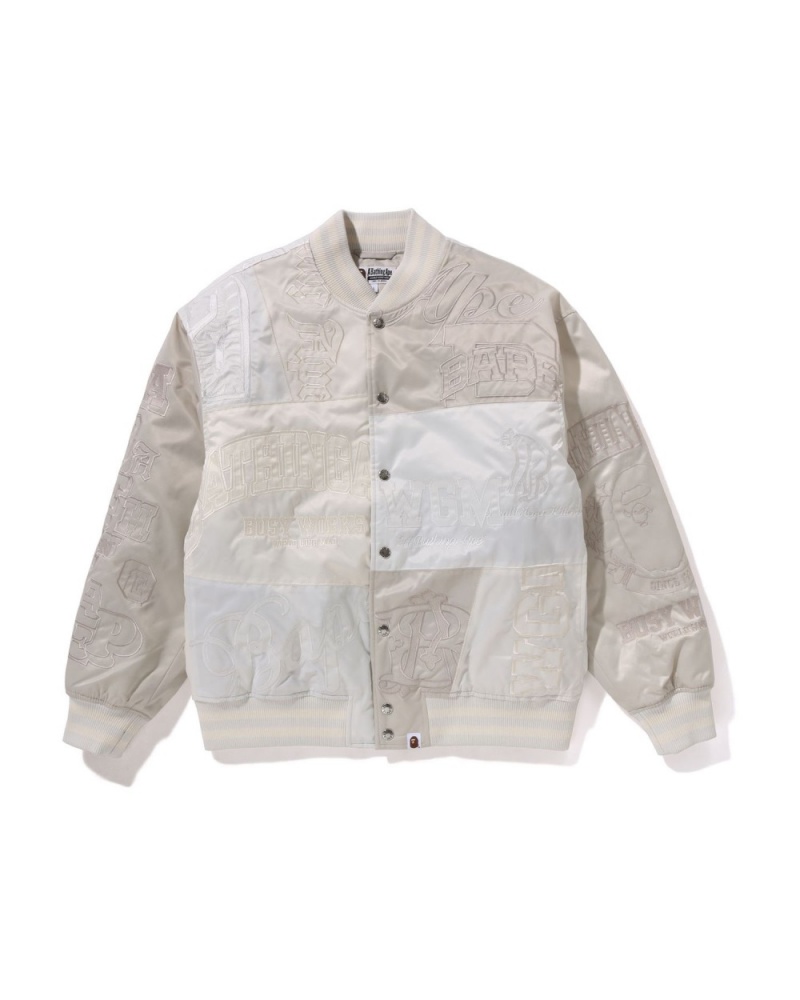 Vestes Bape Patchwork Varsity Blanche Homme | QWL-52083109