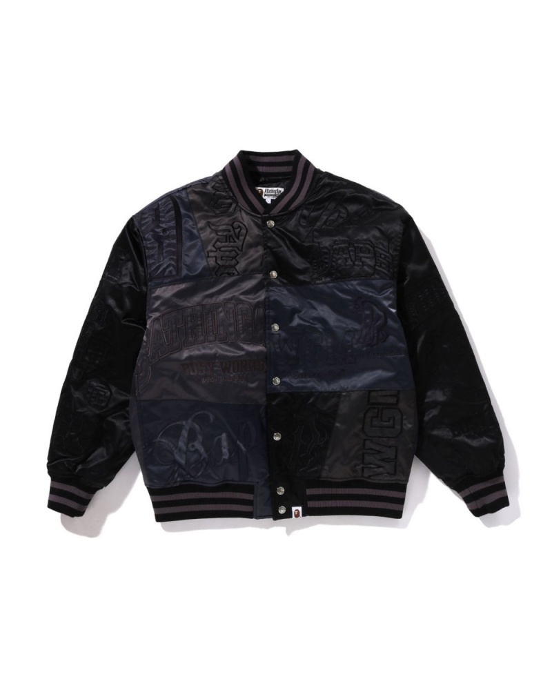 Vestes Bape Patchwork Varsity Noir Homme | ADV-17758703