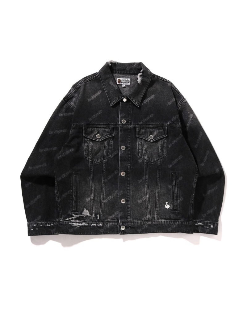 Vestes Bape Hexagram Laser Destroy Denim Noir Homme | JRP-98798573