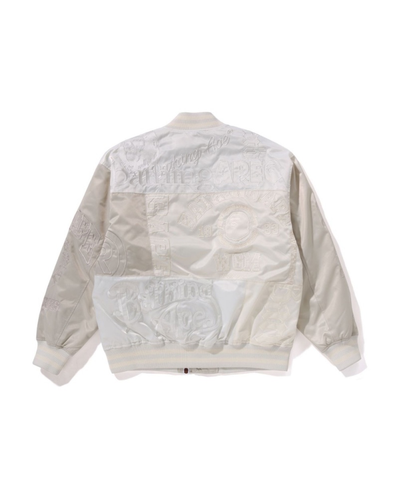 Vestes Bape Patchwork Varsity Blanche Homme | QWL-52083109