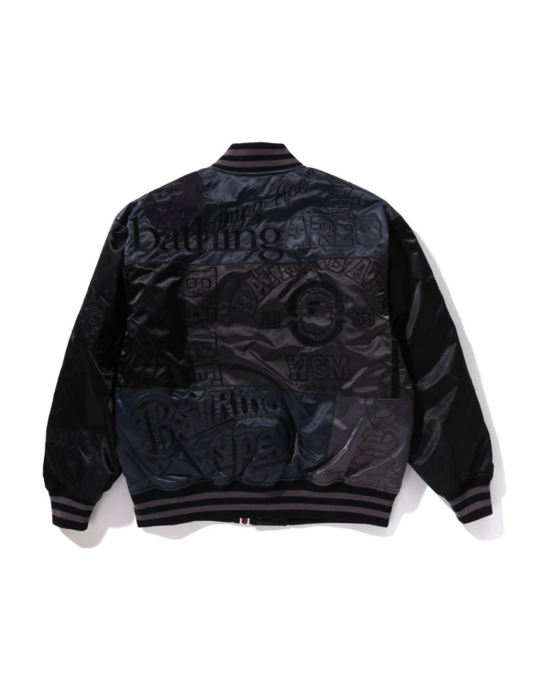 Vestes Bape Patchwork Varsity Noir Homme | ADV-17758703