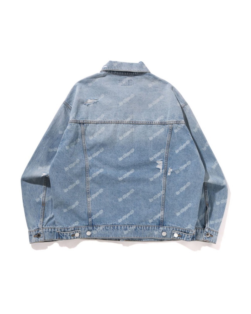 Vestes Bape Hexagram Laser Destroy Denim Bleu Homme | MWT-67025101