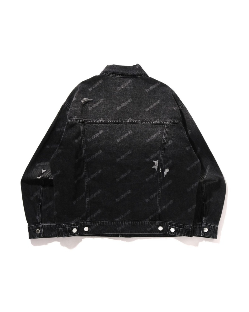 Vestes Bape Hexagram Laser Destroy Denim Noir Homme | JRP-98798573