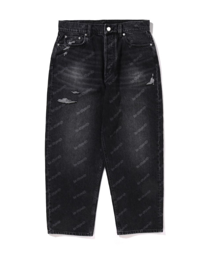 Jean Bape Hexagram Laser Destroy Denim Noir Homme | PFJ-48747645